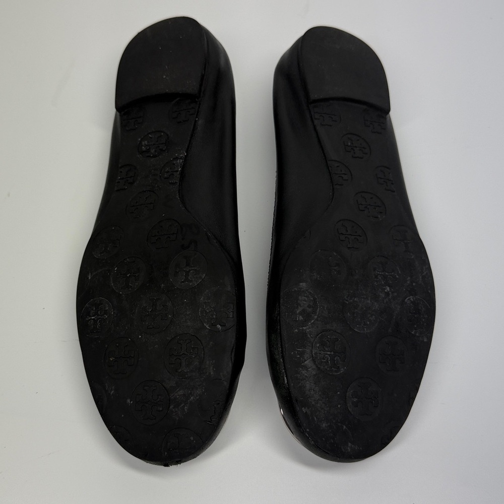 Tory Burch Reva Leather Travel Ballet Flat Black Silver Size 8 1/2 - Picture 5 of 8